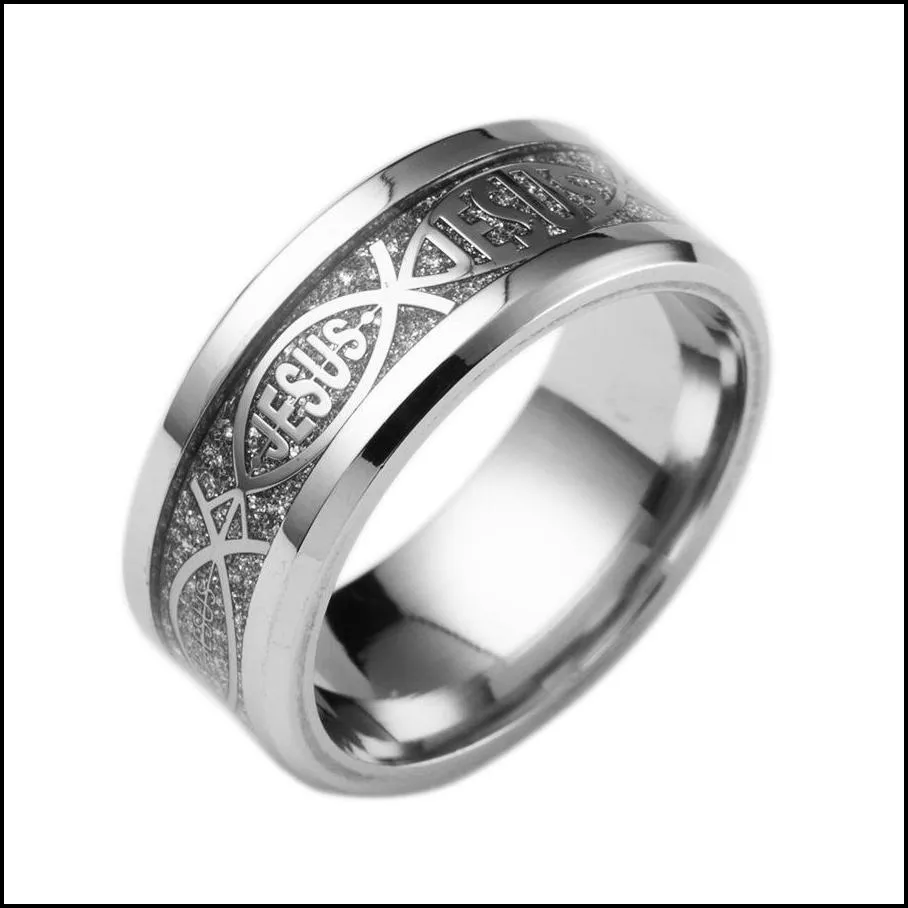 sell stainless steel band rings religion christian prayer letter jesus bible gold silver finger ring for men women factory direct