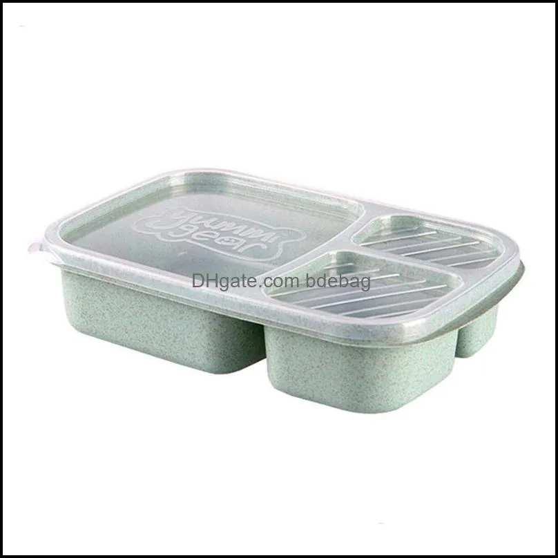 3 grid lunch boxes with lid microwave food fruit storage box take out container portable food storage lunch box
