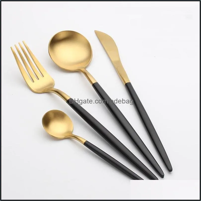 stainless steel knife fork spoon set western food cutlery flatware set stainless steel knife fork spoon tableware set