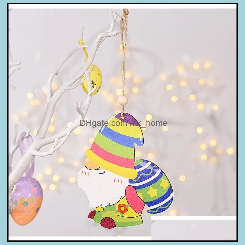 easter party favors wooden gnomes car pendant with hanging rope kids gifts home decoration