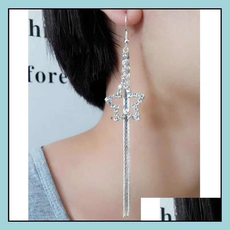 mix tassel dangle chandelier earrings exaggerated super long rhinestone s windmill fringe ear wire drop earings korean jewelry bulk