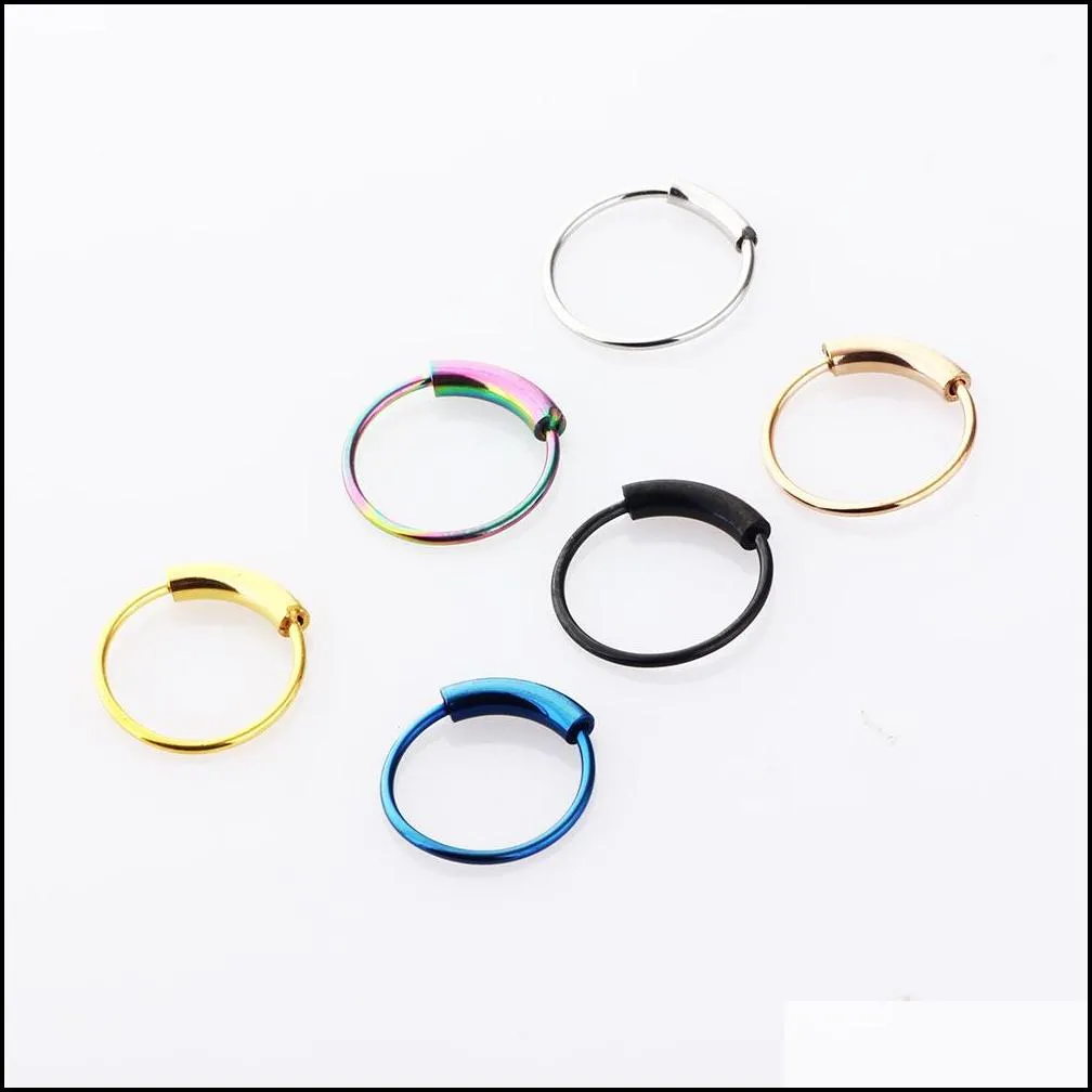 body jewelry surgical steel rings piercing nose ring hoop lip earing 6/8/10mm pierced clip gift cartilage stud earrings