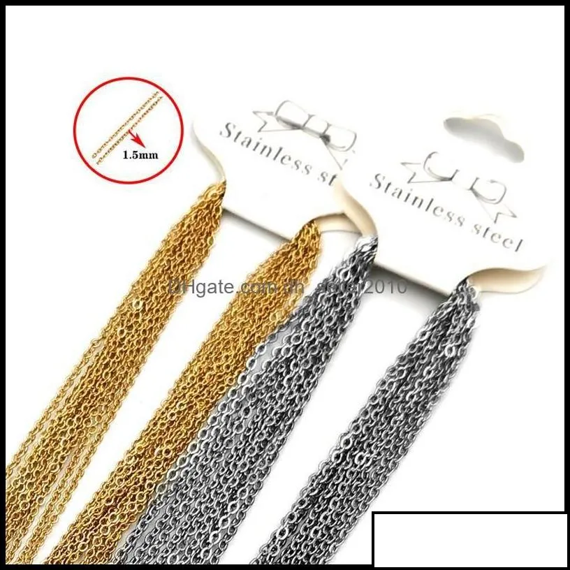 chains hip hop chains necklace men women gold color stainless steel 45cm o link cuban chain necklaces jewelry diy accessories 10pcs/