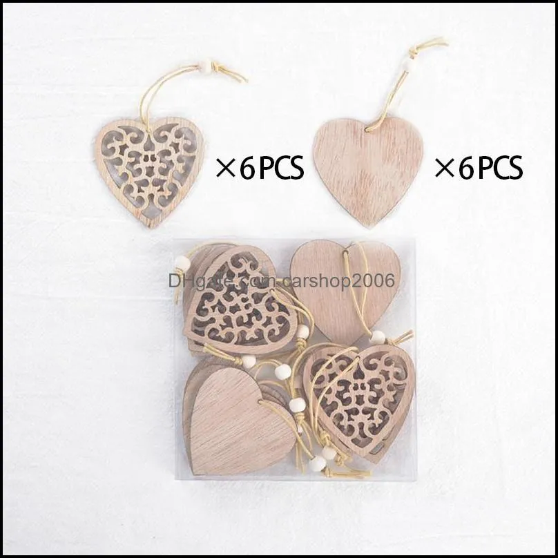 christmas hollow ornaments heart snowflake christmas tree angel wooden hanging pendant laser carved wood hollow small pendant
