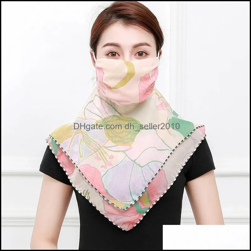 women scarf face mask silk chiffon handkerchief outdoor windproof half face dustproof veil fashion driving scarf beach sunshade masks