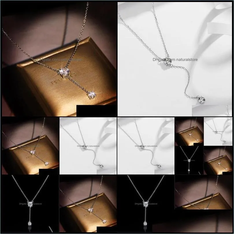 pendant necklaces pendants jewelry ll romantic long lab diamond real 925 sterling sier party wedding ch 4t