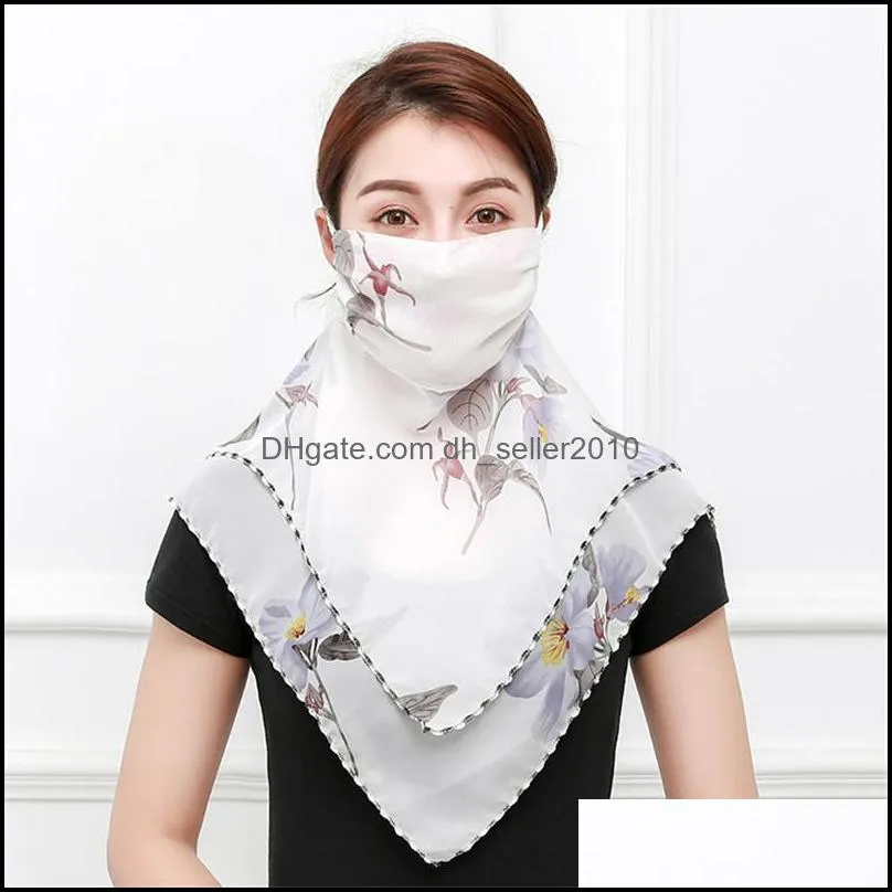 women scarf face mask silk chiffon handkerchief outdoor windproof half face dustproof veil fashion driving scarf beach sunshade masks