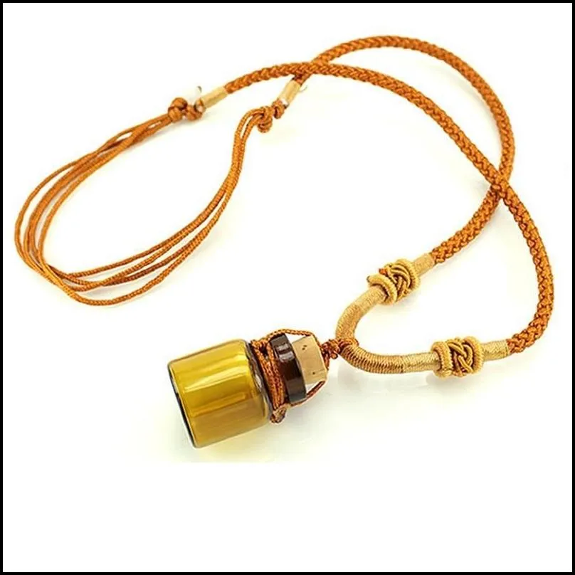2ml bottle aroma pendant necklaces for oils perfume plug glass essential oil diffuser necklace with rope chain wholesale