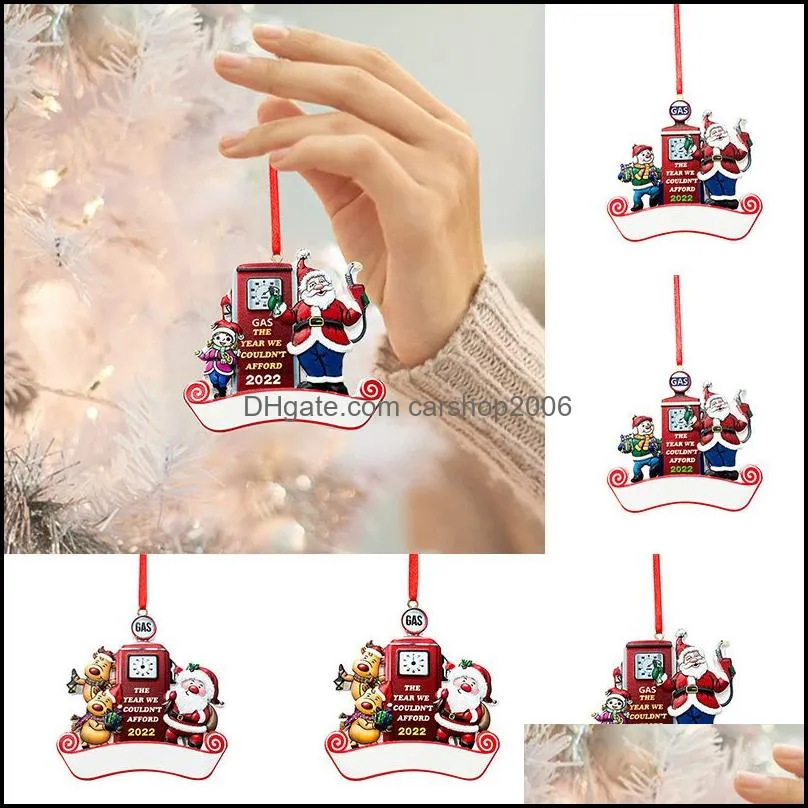 christmas tree hanging ornament gas the year we cannot afford santa moose pattern petrol stations pattern decor