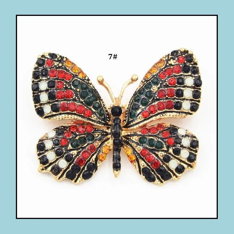 mix colorful rhinestone butterfly brooches fashion jewelry alloy enameled gold animals brooch pin dresses accessories wholesale