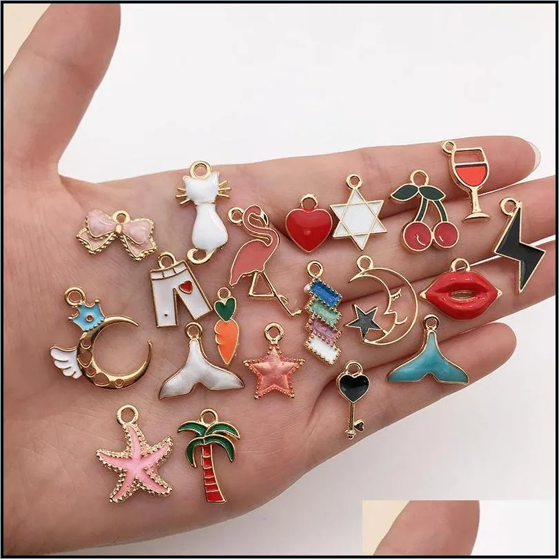 mix 150pcs kc gold plate jewelry charms pendants diy handmade earring findings bulk bracelet necklace accessories for sale wholesale