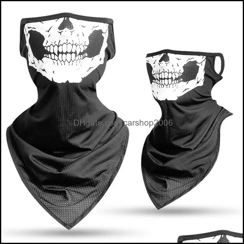 cycling masks scarf outdoor sports hanging ear triangle scarf mask halloween skull printed riding mask scarves