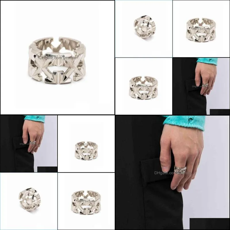 european and american street fashion brand off w 925 silver arrow ring men and women hiphop highquality trend hollow rings ring couple
