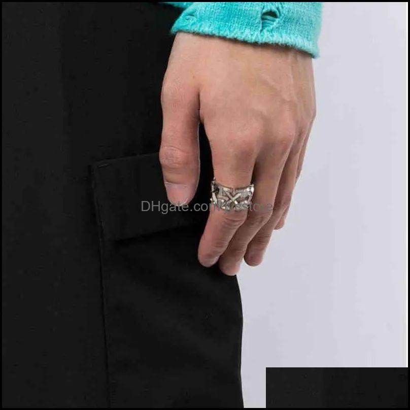 european and american street fashion brand off w 925 silver arrow ring men and women hiphop highquality trend hollow rings ring couple