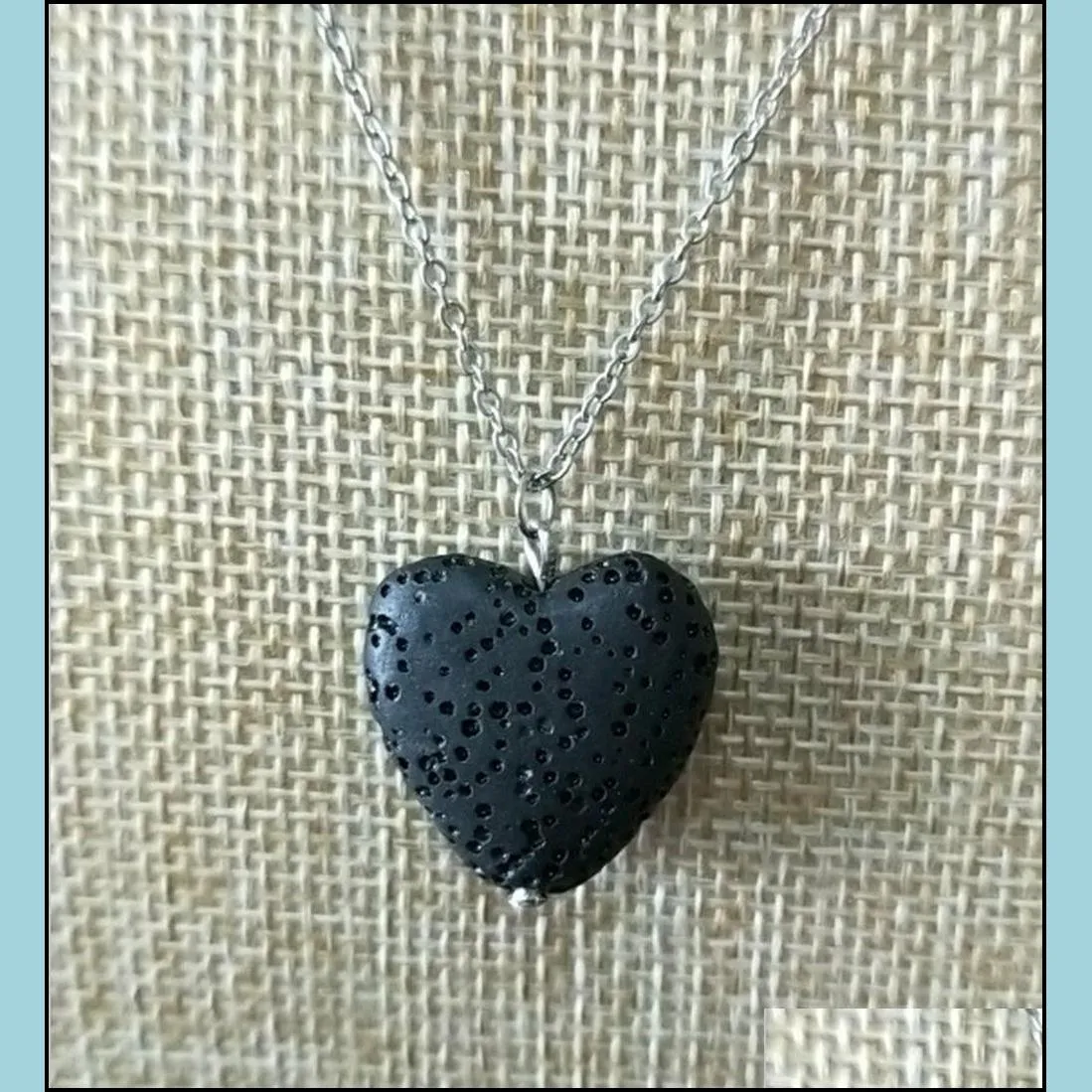 heart lava rock bead volcano necklace aromatherapy  oil diffuser necklaces black lava pendant stainless steel chain jewelry