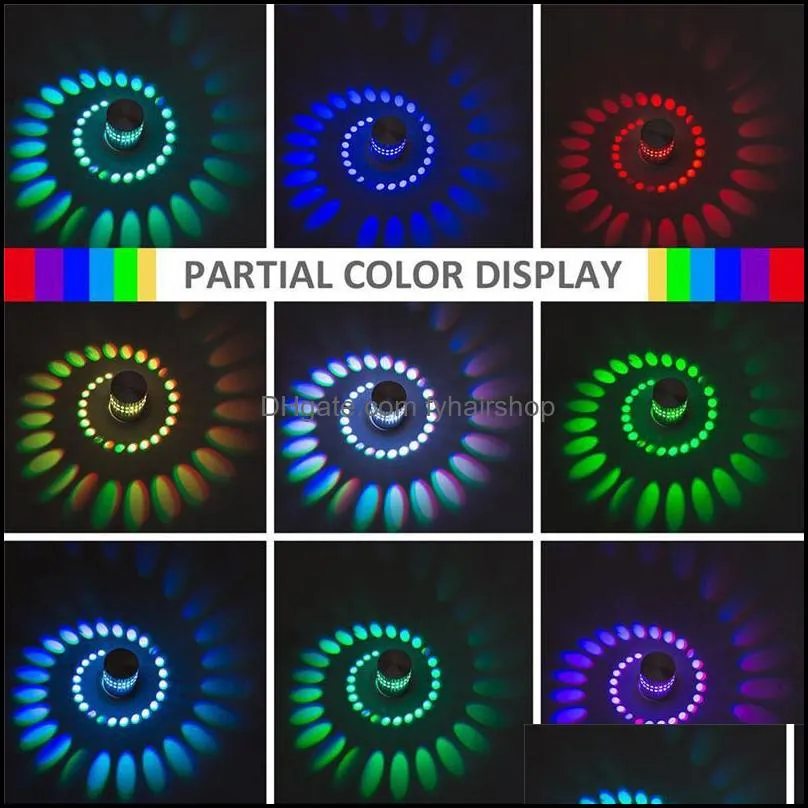 rgb spiral hole led wall lights effect wall lamp with remote controller colorful for party bar lobby ktv home decoration