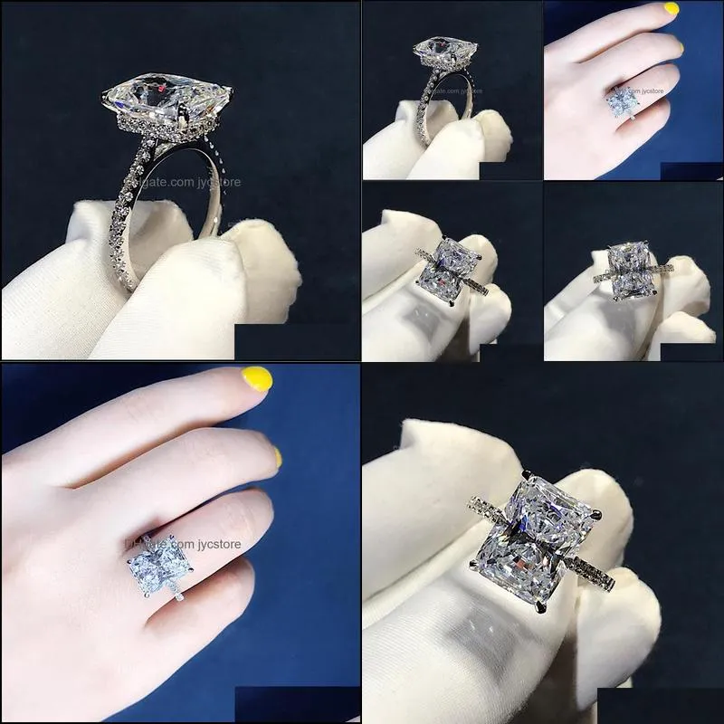 radiant cut 3ct lab diamond ring 925 sterling silver bijou engagement wedding band rings for women bridal party jewelry