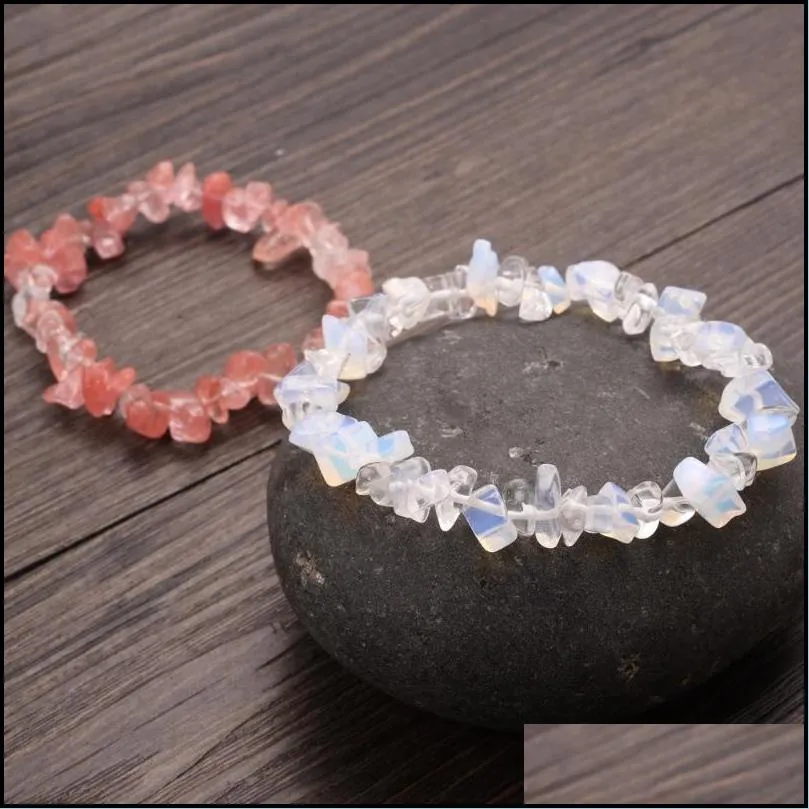 charm bracelets natural gem stone bracelet for women men couple irregular gravel crystal chip beads aquamarines turquoises banglescharm