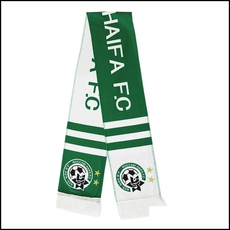 banner flags 15x145cm maccabi haifa israel fc football club soccer team fleece scarf 220930