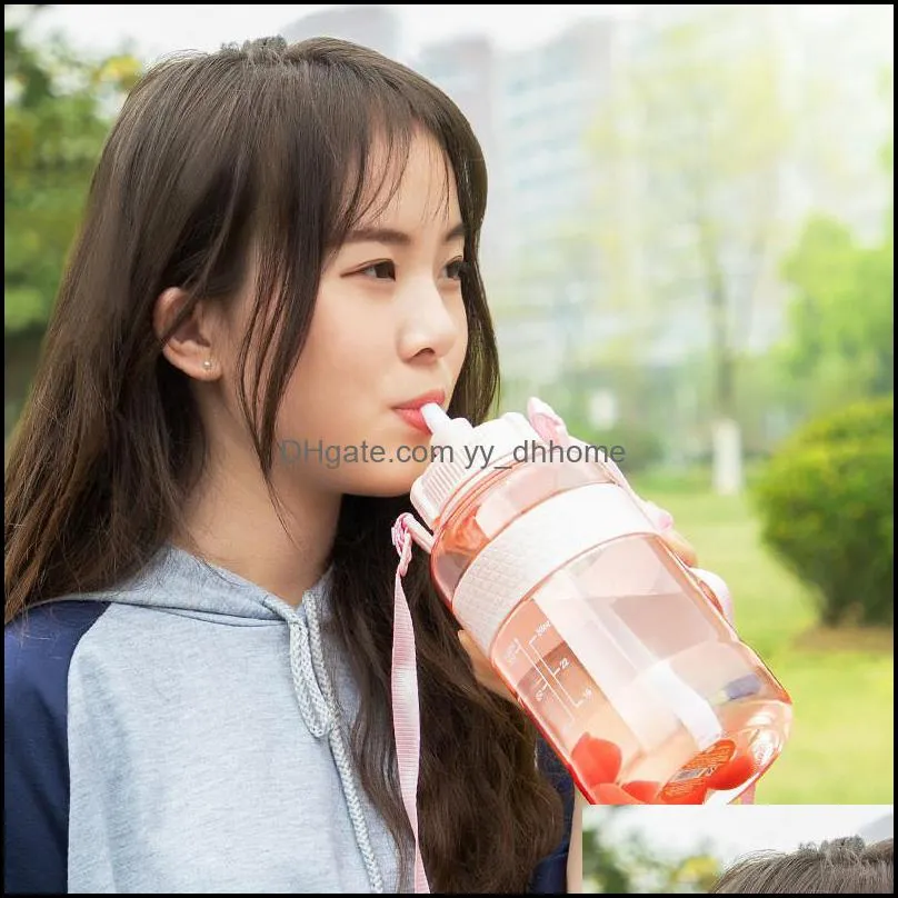 650ml/1000ml/1500ml water bottle plastic large capacity water bottle outdoor camping drink bottles pink green blue gray