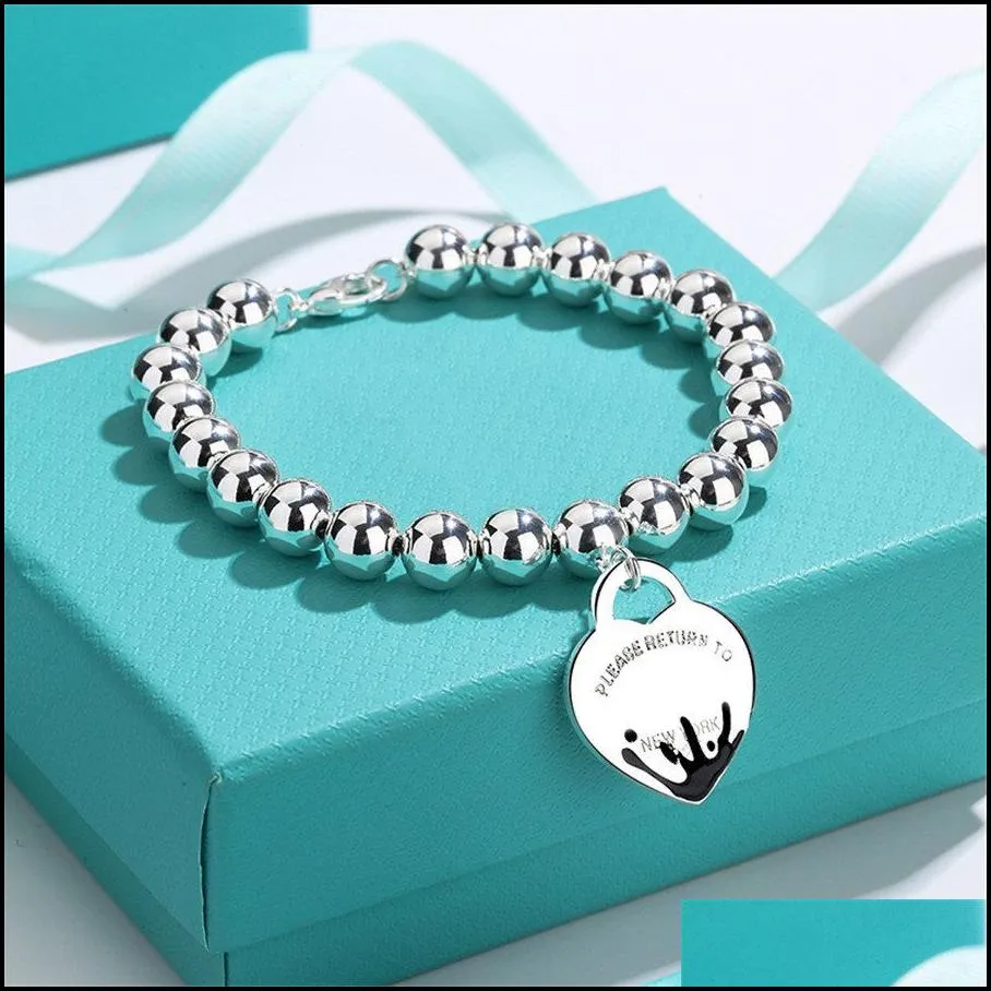 charm bracelets heart fine jewelry for women enamel chain black blue pink bracelet pseiras famous drop delivery 2022 18jh2