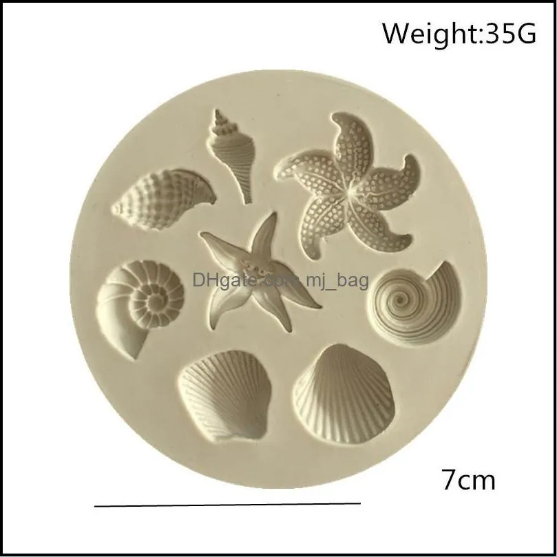 starfish cake mould ocean biological conch sea shells chocolate cake silicone mold diy chocolate mold kitchen liquid cake tools