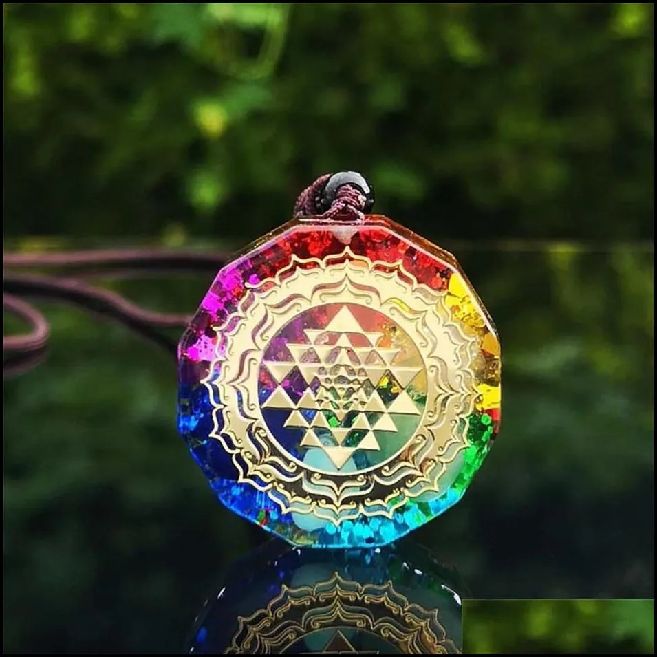 pendant necklaces 3pcs orgonite sri yantra necklace sacred geometry chakra energy meditation jewelry278w