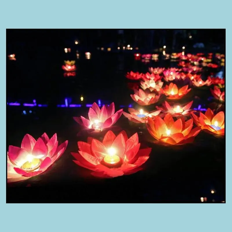 30 pcs/lot valentine candles lanterns wedding party decoration wishing water lights floating lantern lotus flower lamp ornament