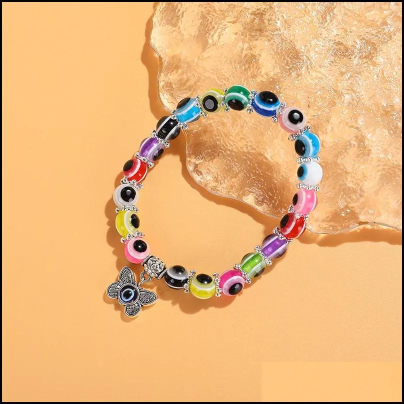 evil eye lucky palm glass bead bracelet elephant owl butterfly charm bracelets lovely women men friendship banglejewelry