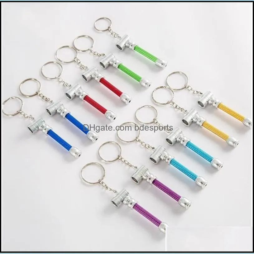 metal cigarette pipe keyrings smoking pipes fashion dry herbal cigarette handpipe key buckle removable multi colors 1 1zw g2