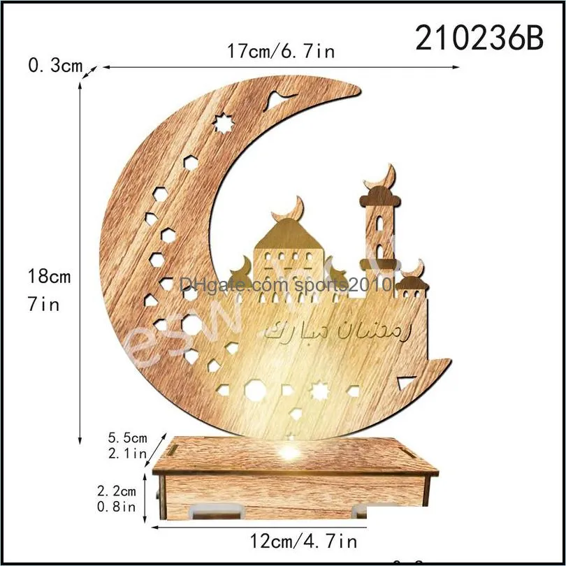 eid mubarak wooden decoration islamic muslim party home ornament with lights ramadan kareem gifts