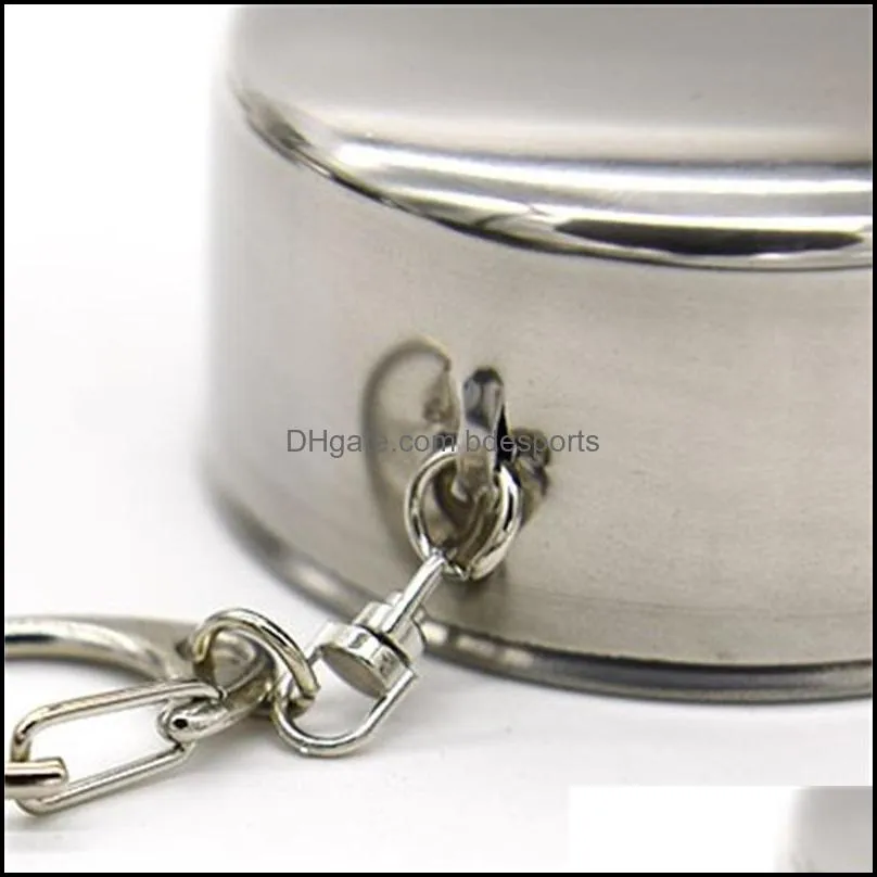 140ml/240ml stainless steel portable outdoor travel camping folding collapsible cup metal telescopic keychain dhs fast shipping 464 r2
