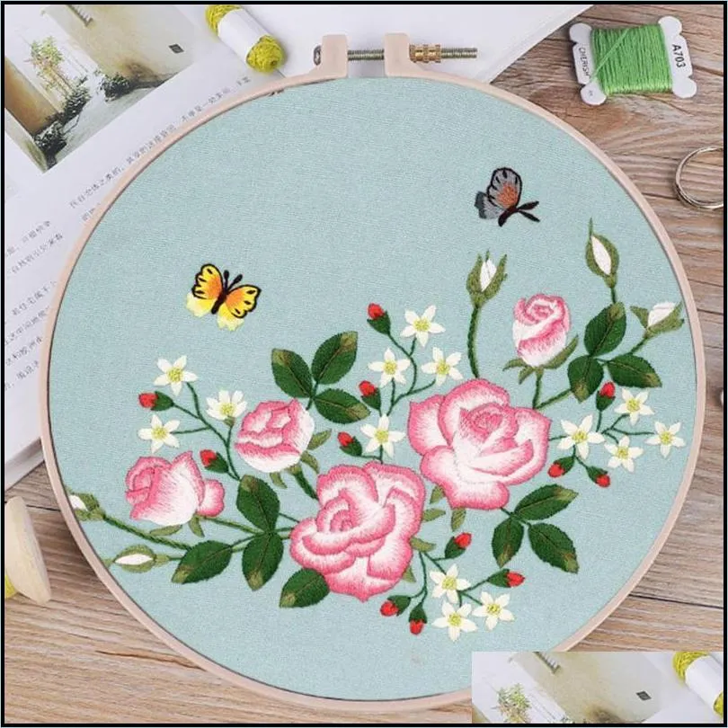 other arts and crafts diy flower pattern printed embroidery kit hoopcross stitch needlework handmade sewing art craft painting home