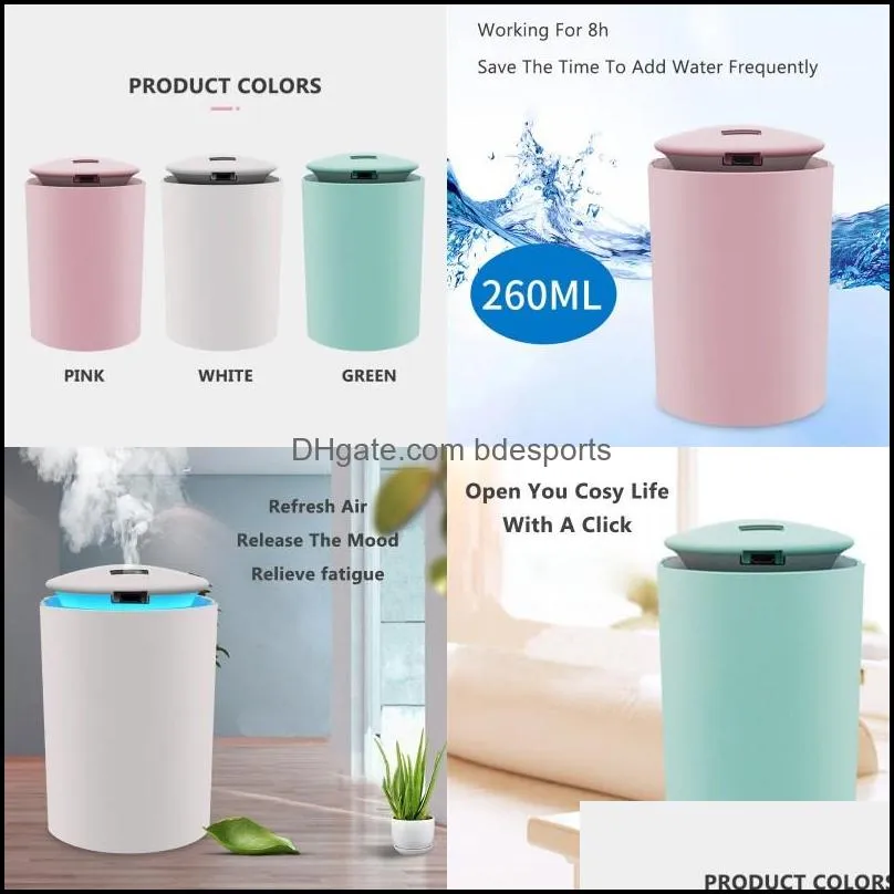 3 color backlight humidifiers vehicle usb water supply instrument small mute humidification machine refresh air plastic 10 3lf