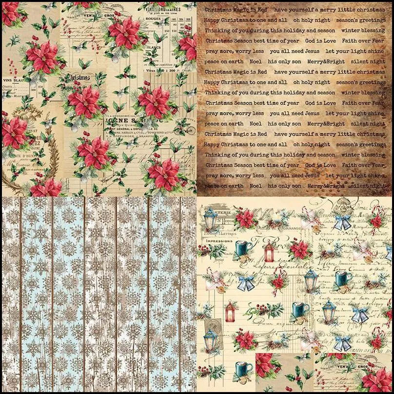 other arts and crafts 24 sheets vintage christmas paper flower diy diary scrapbooking material junk journal ephemera craft