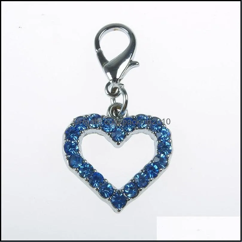 fashion heart shaped dogs pendant rhinestone dog collar tag pet accessories simplicity 2mp y2