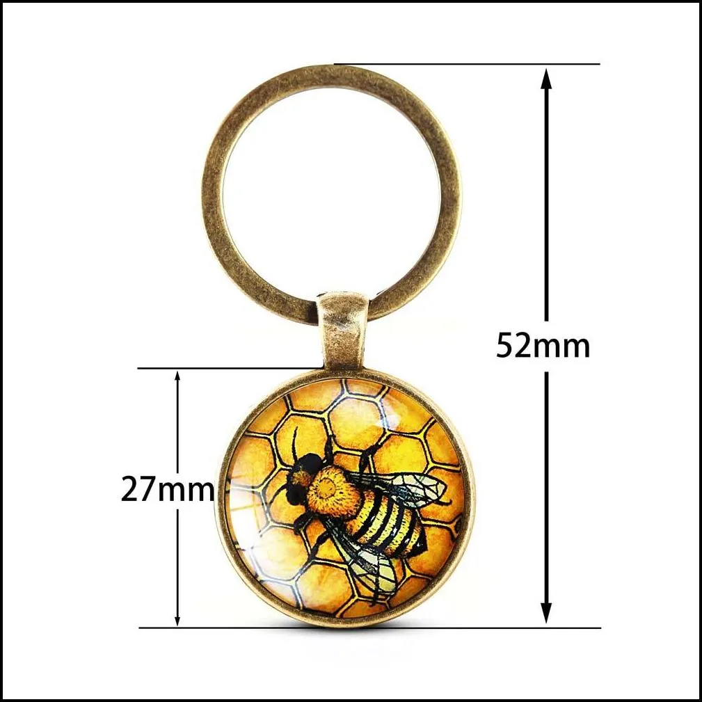 hot selling crystal keychain unique cute bees key holder handmade animal pattern keyring for women girls personalized jewelry gift