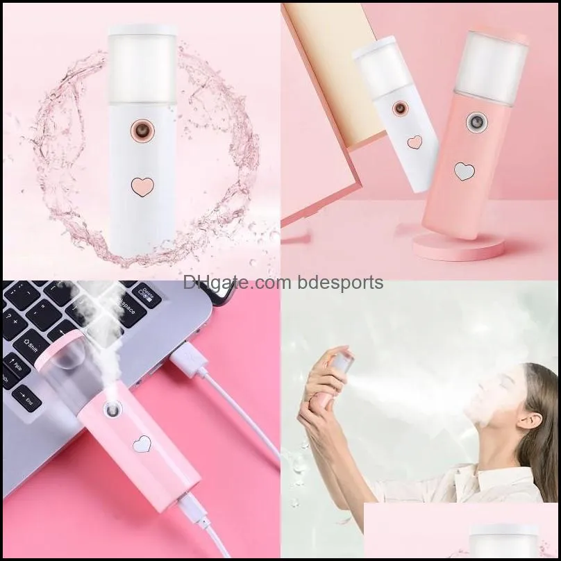 cylindrical usb face steaming devices cold spray water supply instrument makeup humidifiers love heart ladies skin care 6 5cl g2