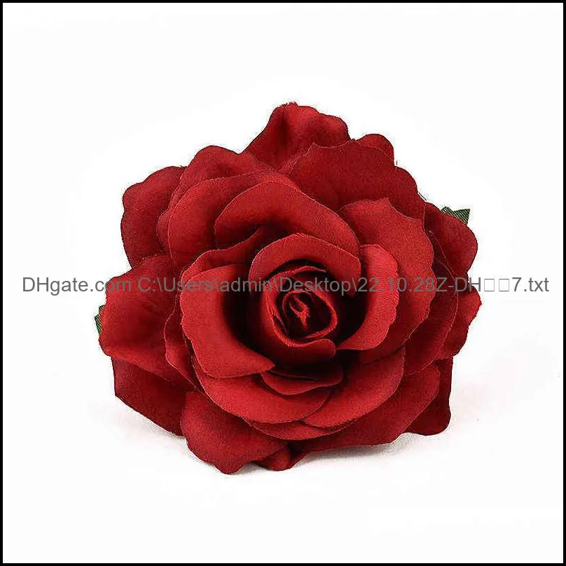 30pcs 9cm large artificial rose silk flower heads for wedding decoration diy wreath gift box scrapbooking craft fake flowers 211101