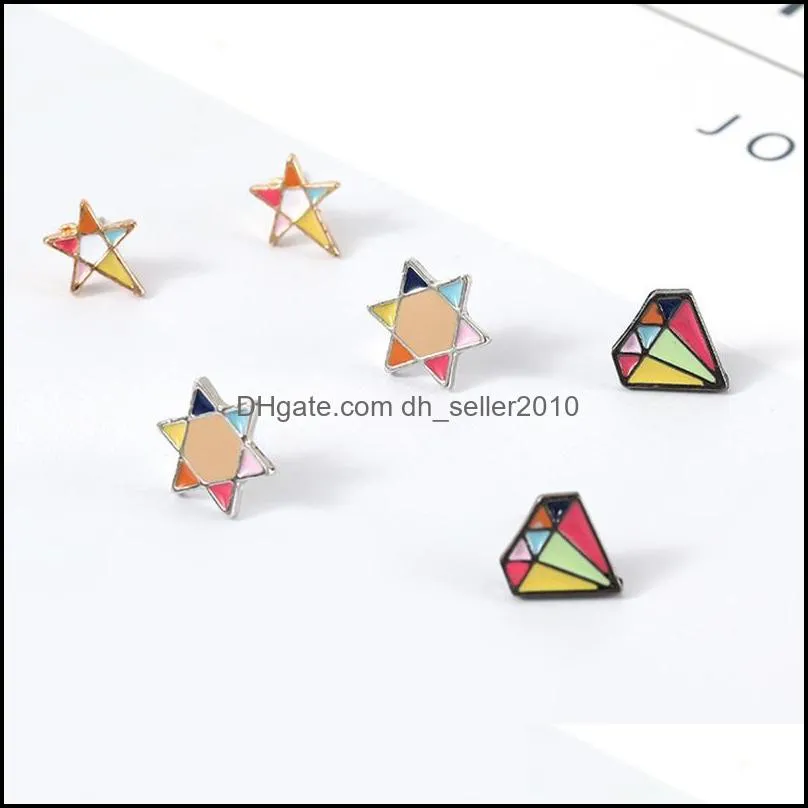 stud fengli classic geometric earrings for women simple design colorful star earring lady girl party jewelry