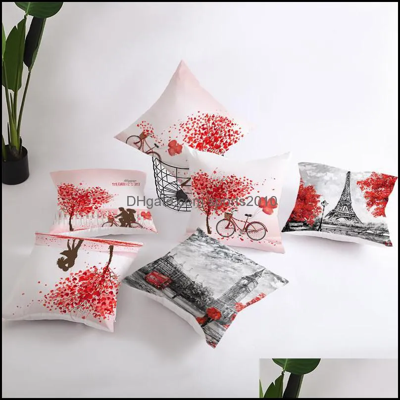 valentines pillow case happy valentine day peach skin pillow cover 45x45cm nap sofa pillowcase home decoration