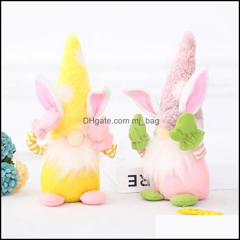 easter bunny gnome faceless bunny dwarf doll with hand easter plush rabbit dwarf holiday party table decoration