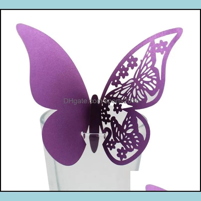 wholesale cup paper place seating wedding for wine glass favors home escort party butterfly card decor card party decorations nupdd 1499