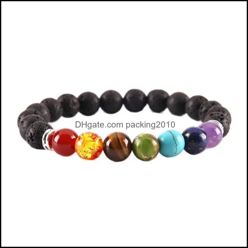 7 chakra bracelet men black lava healing balance beads bracelet natural yoga bracelet men women christmas festival gifts