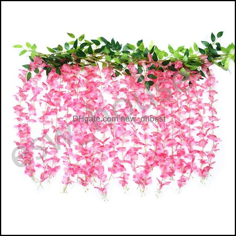 1 8m artificial wisteria flowers 7 colors wall hanging diy rattan centerpiece xmas party wedding decoration backdrop