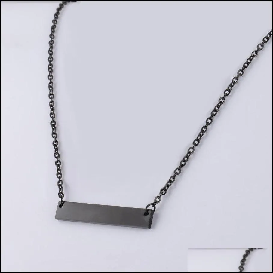 high quality stainless steel blank bar necklaces 5 colors geometric square bar pendant necklace pendants diy customize jewelry