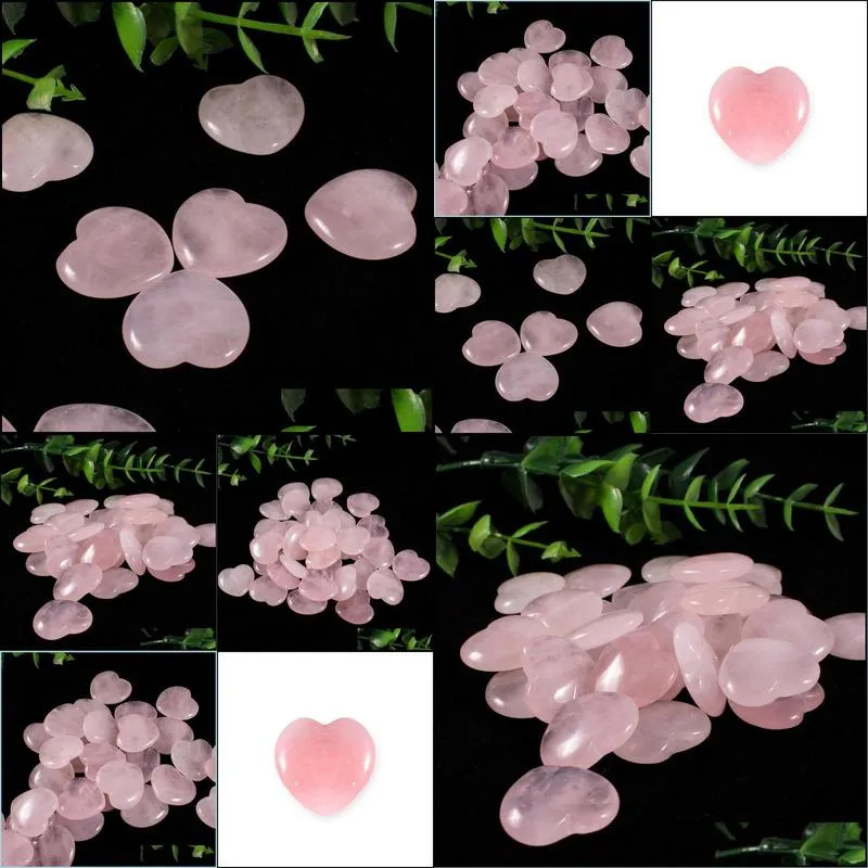 20mm heart shape no hole loose beads rose quartz stones charms healing reiki crystal cab for diy making crafts decorate jewelry