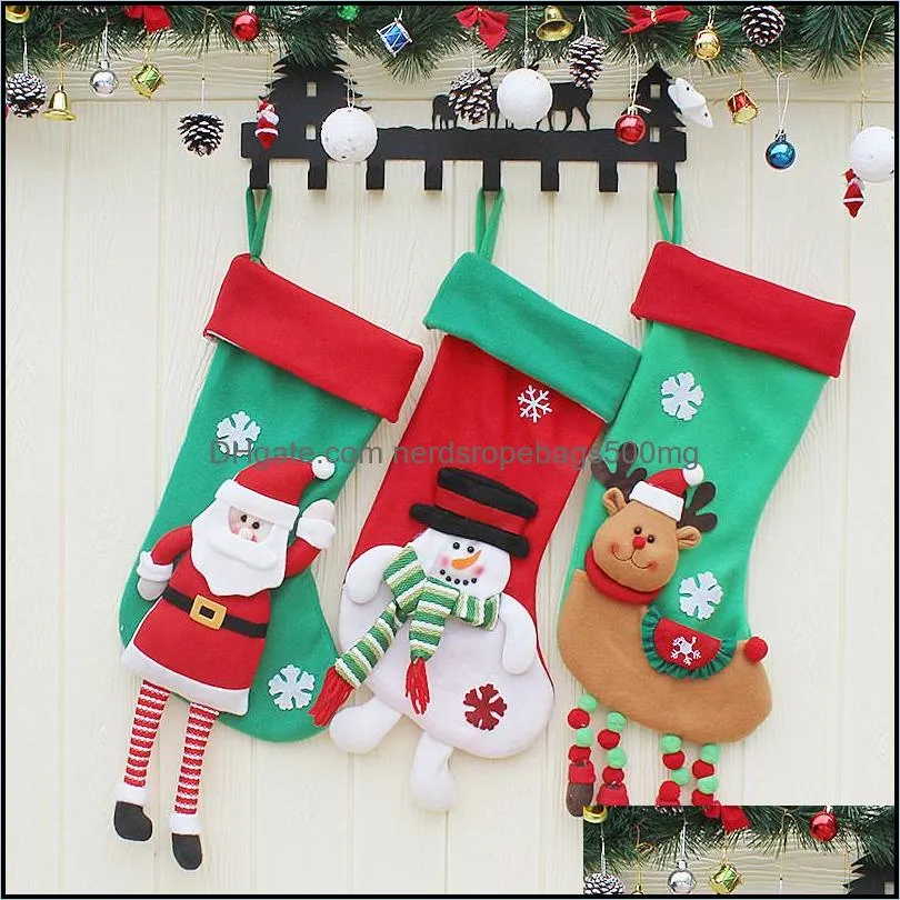 christmas stockings gift bag santa deer snowman xmas hanging ornament socks large size candy gift bags xmas tree moose decoration