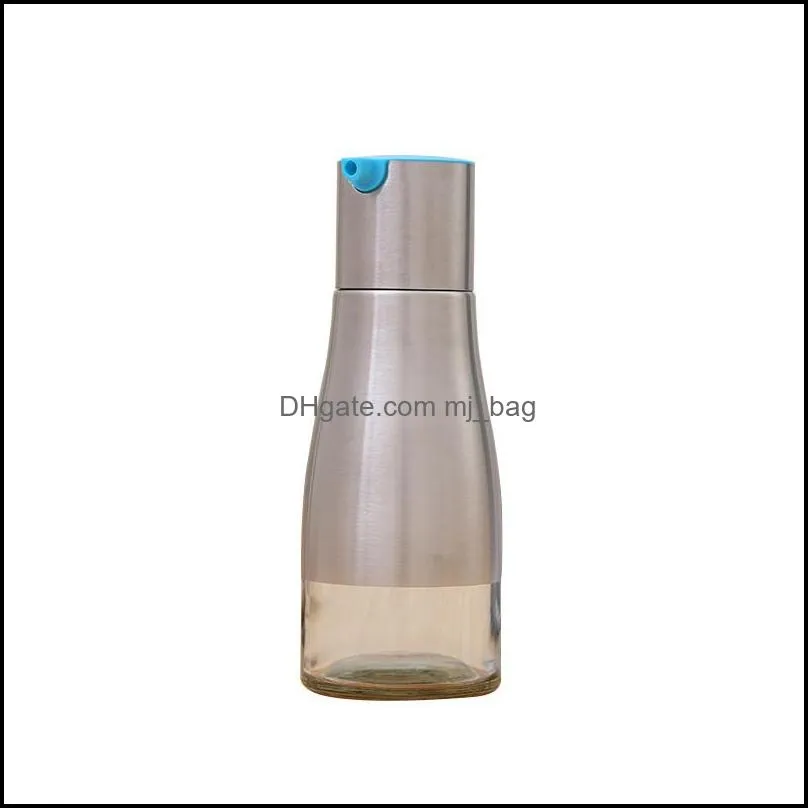 320ml glass oil bottle olive oil sauce bottles stainless steel glass oil pot seasoning pot kitchen accessory