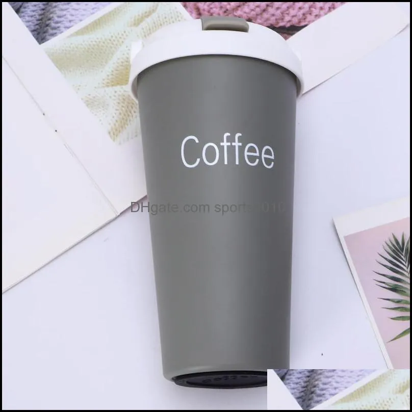 500ml coffee mug stainless steel milk tea coffee water cup with straw office travel car mug kids thermos bottle ocean shipping